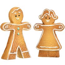 Product Christmas decoration gingerbread man & woman ceramic 16cm set of 2 pieces