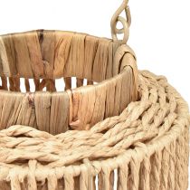 Product Lantern raffia with handle natural fiber for LED candle Ø19cm H36cm