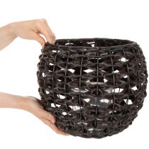 Product Lantern braided black, brown summer decoration Ø31cm H25cm
