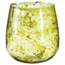 Product Lantern glass decoration vintage yellow-green Ø12cm H12.5cm