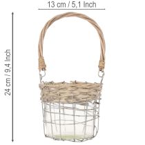Product Lantern hanging decoration metal glass willow Ø13cm H12cm 2pcs