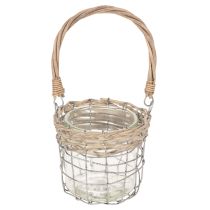Product Lantern hanging decoration metal glass willow Ø13cm H12cm 2pcs