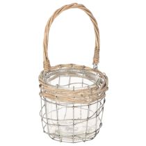Product Lantern for hanging glass metal willow Ø14.5cm 2pcs