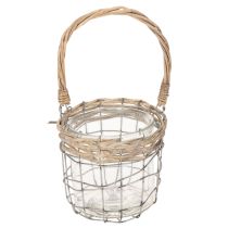 Product Lantern for hanging glass metal willow Ø14.5cm 2pcs