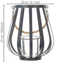 Product Metal lantern with glass, anthracite, Ø23cm, H27cm