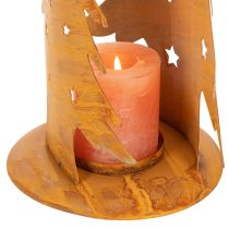 Product Christmas tree lantern, metal decoration in a rustic finish, Christmas H46cm W25.5cm