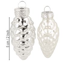 Product Cones mix made of glass silver 5cm 14 pcs