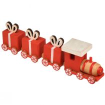 Product Wooden train with gift boxes, red and white, set of 2, 18 x 3 x 4.5 cm - Christmas decoration