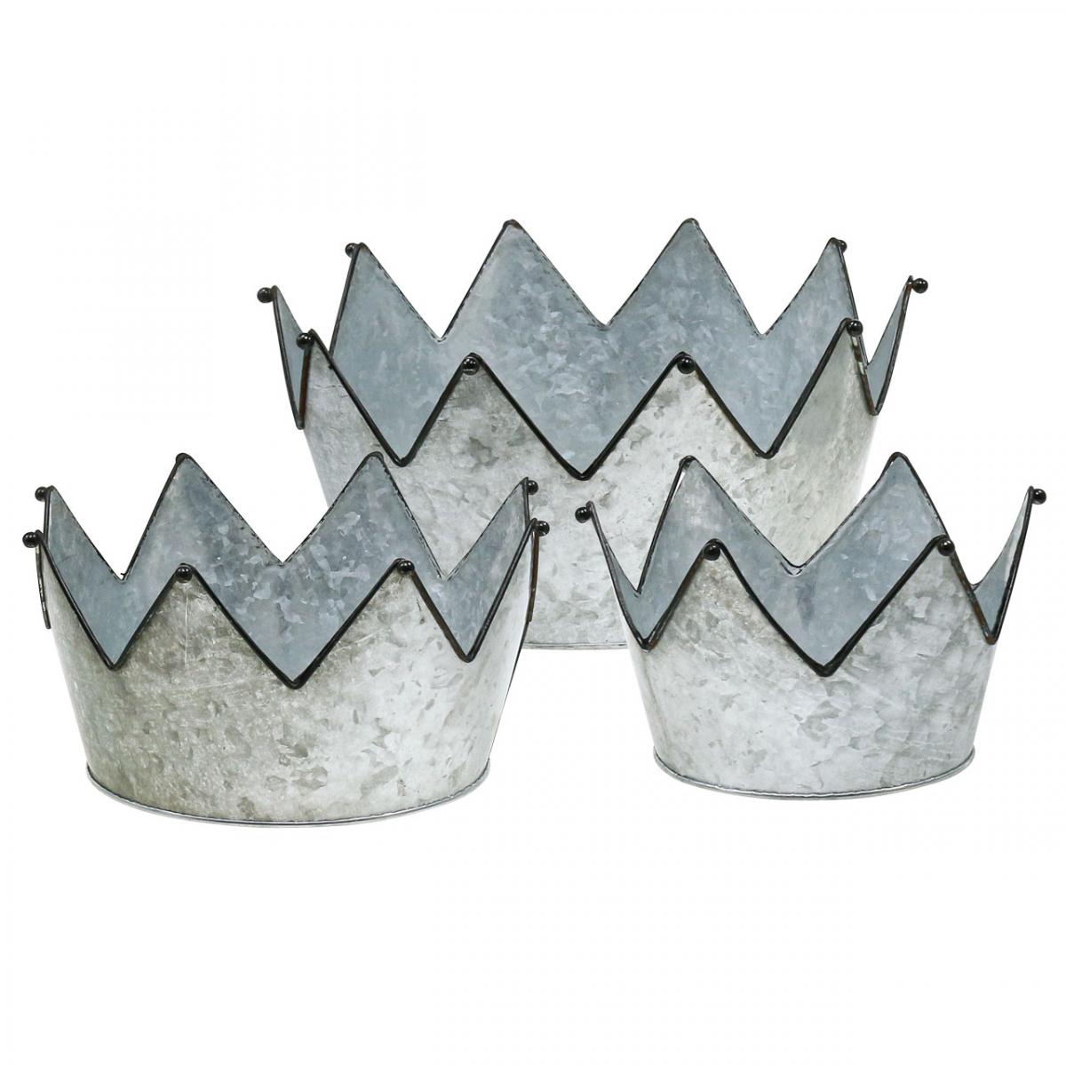 Floristik24.co.uk Decorative bowl metal bowl crown Ø26.5/22.5/19cm set of  3-06954
