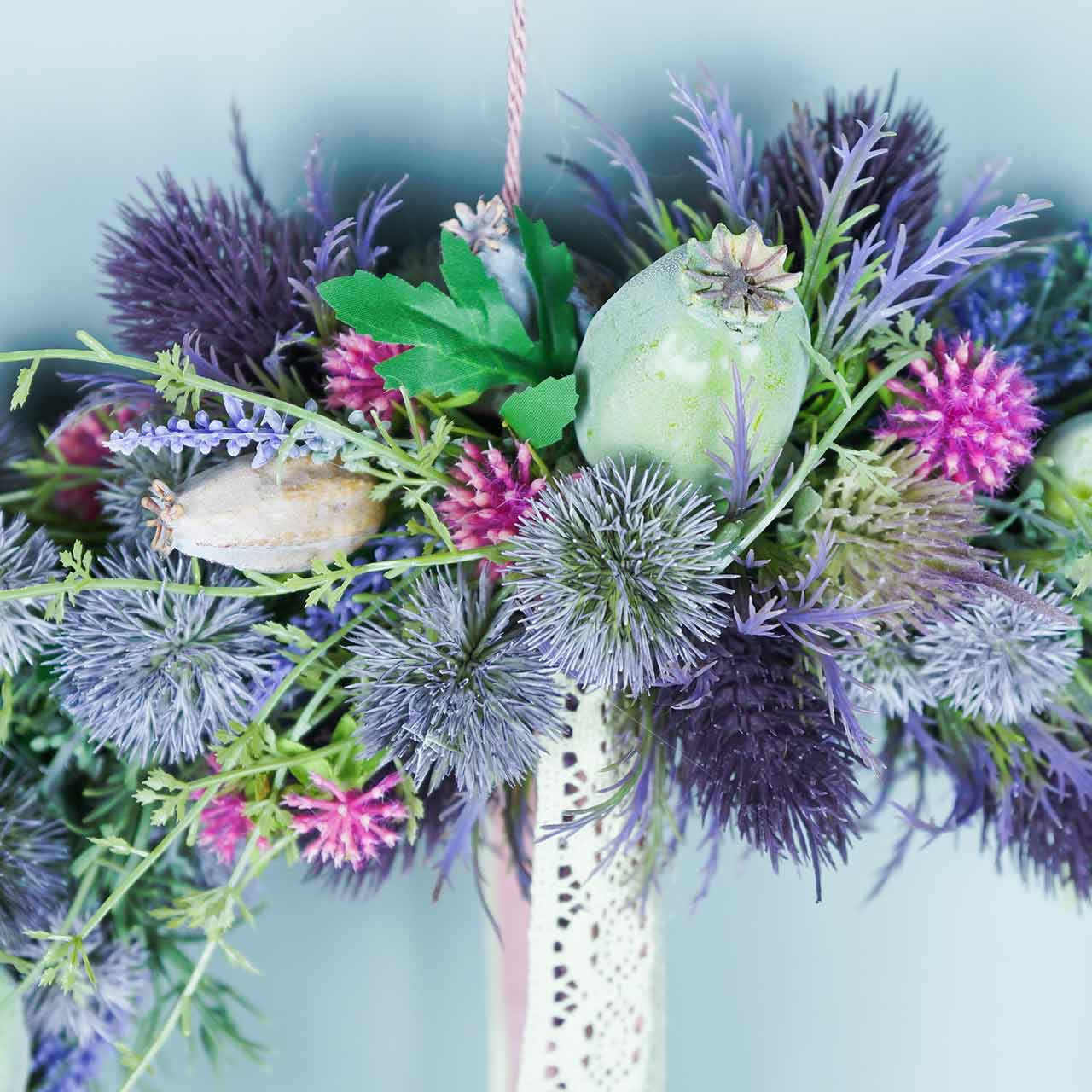 Floristik24.co.uk Thistle silk flower blue 56cm 3pcs