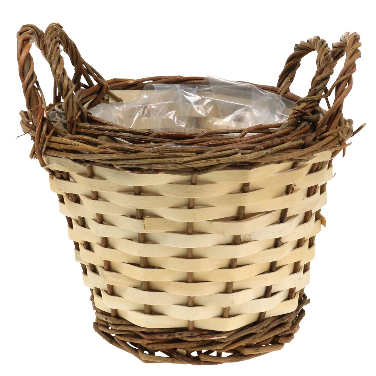 Floristik24.co.uk Planter Easter basket with handles round cream, brown