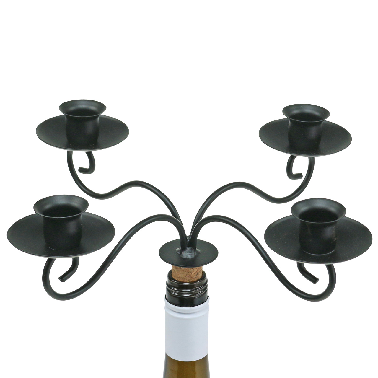 Floristik24.co.uk Candle holder for bottle fourarmed black Ø28cm80000875