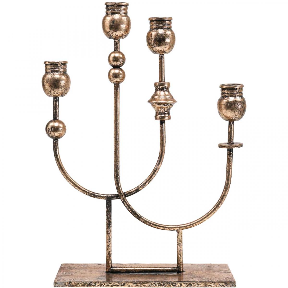 Floristik24.co.uk Candlestick Golden Candlestick Vintage 4flame H39cm