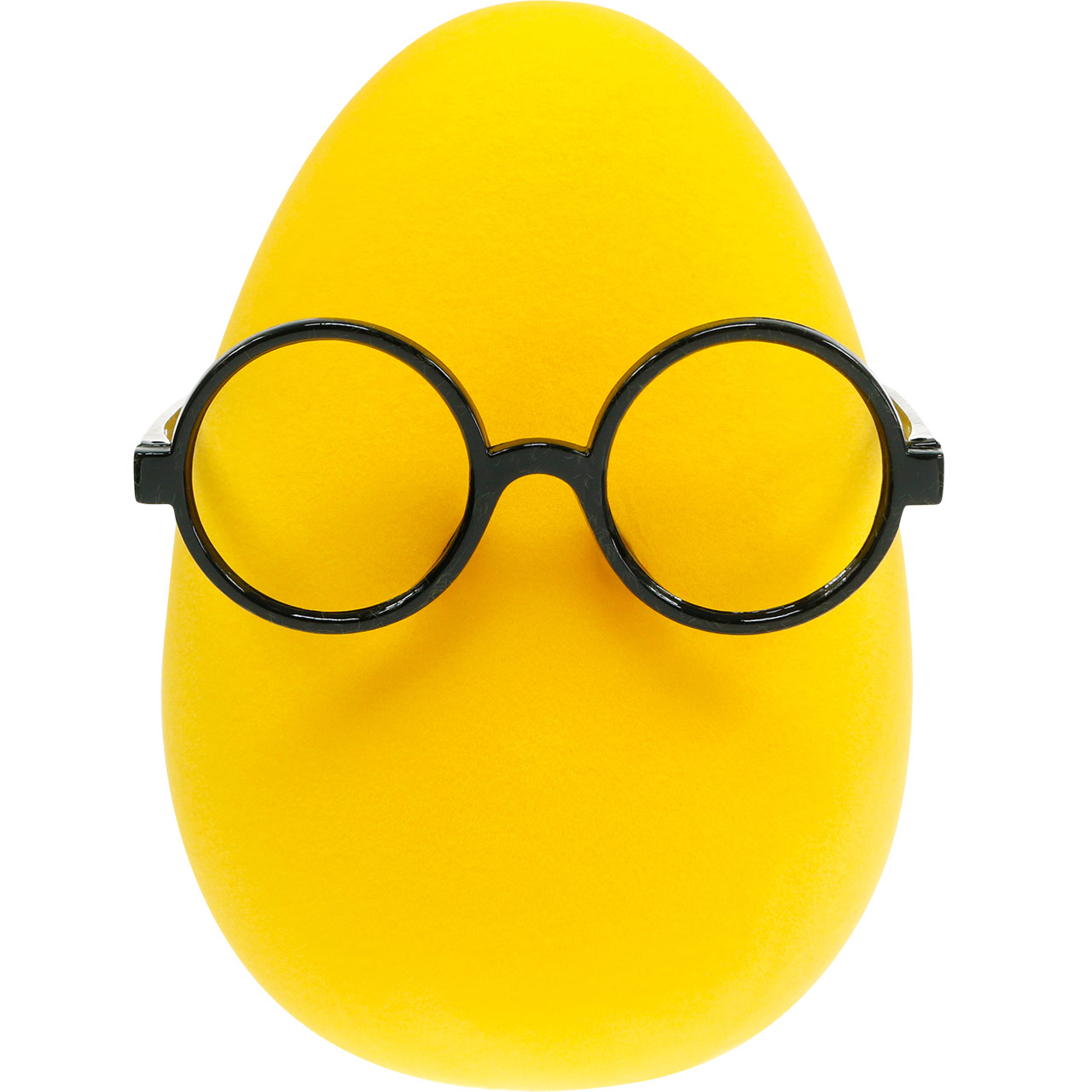 Floristik24.co.uk Yellow Easter egg with glasses, flocked decoration