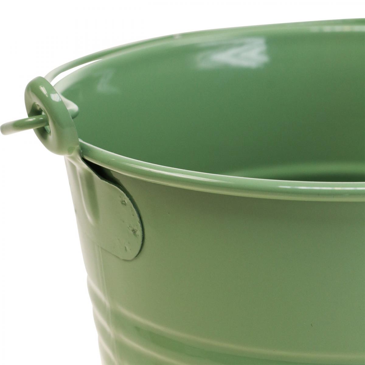 Floristik24.co.uk Planter vintage decorative metal bucket light green