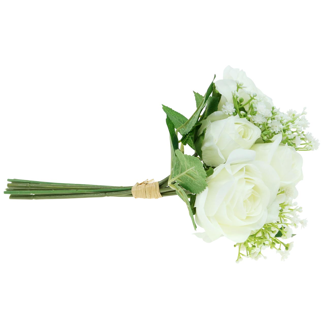 Floristik24.co.uk Bouquet of roses with gypsophila white 26cm buy cheap online
