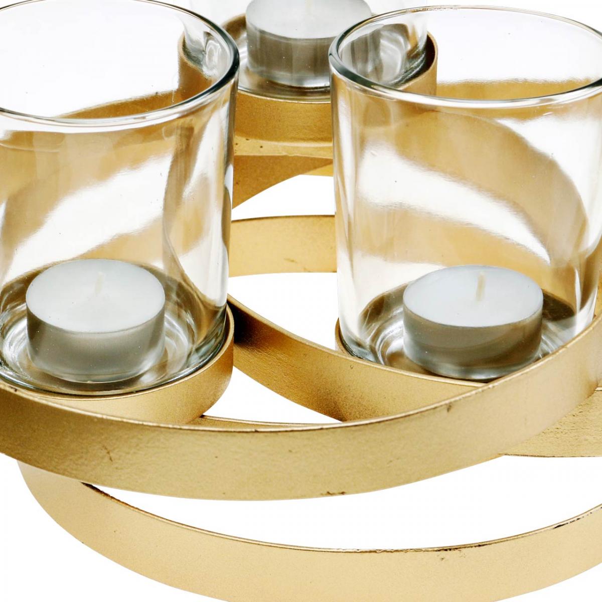 Floristik24.co.uk Advent candle holder metal round golden with 4