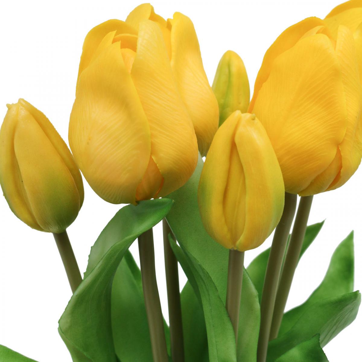 Floristik24.co.uk Tulip artificial flower yellow real touch spring