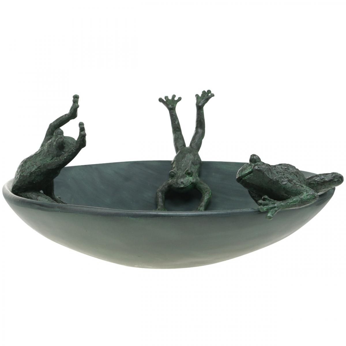 Floristik24.co.uk Bird bath with frogs, bird bath metal look green