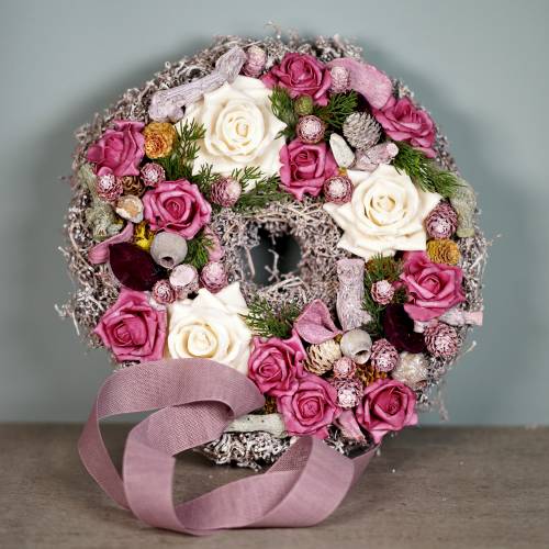 Product Foam rose Ø7.5cm old pink 18 pcs