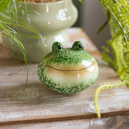 Product Decorative frog figurine for playful home and garden decoration, green, 11cm, 2 pieces