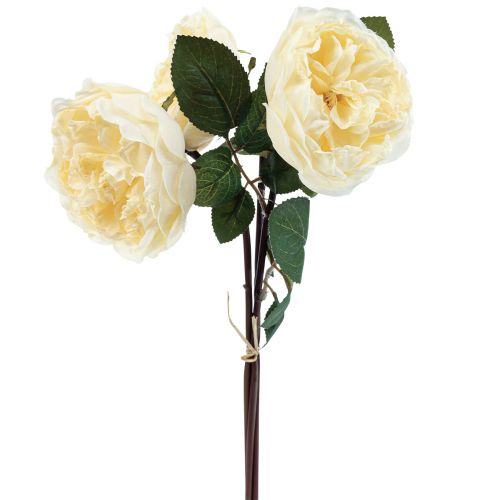Floristik24 Artificial roses like real cream artificial flowers 48cm 3pcs