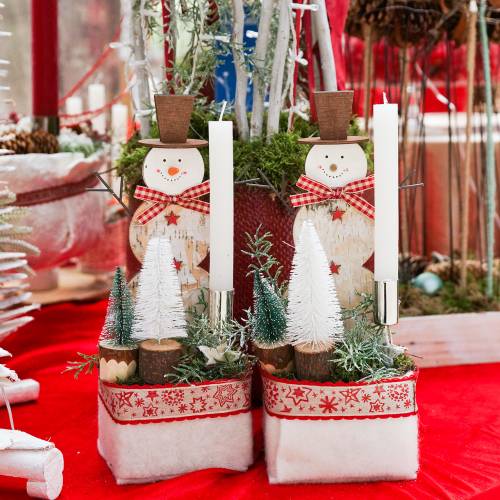 Product Snowman birch wood H33.5cm