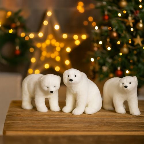 Product Polar bear decorative figures standing and sitting white 16/20cm 3pcs