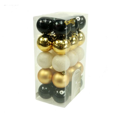 Floristik24 Christmas Ornament Mix Black, Gold Ø6cm 30pcs
