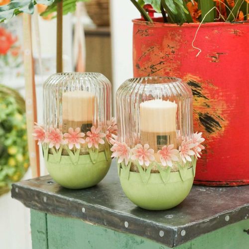 Floristik24 Plant bowl, spring decoration, metal bowl with flower decoration, Easter basket