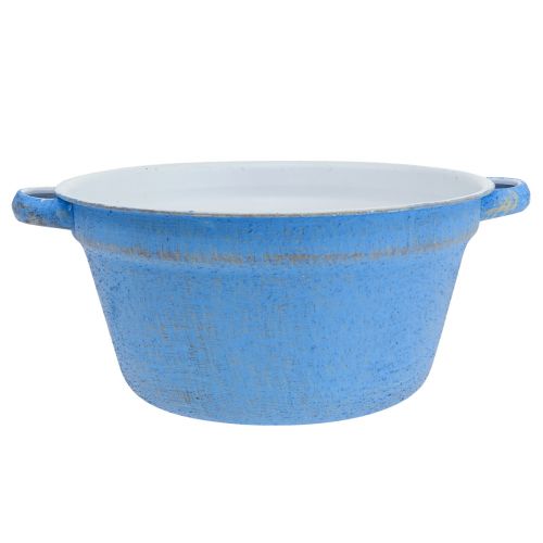 Product Decorative bowl planter blue metal deco shabby Ø21cm H10.5cm