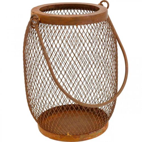 Product Decorative lantern with handle metal rust look Ø12.5cm H17cm