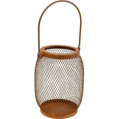 Product Decorative lantern with handle metal rust look Ø12.5cm H17cm