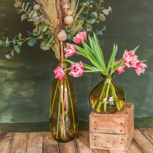 Floristik24 Glass vase brown large floor vase or table decoration glass Ø15cm H40cm
