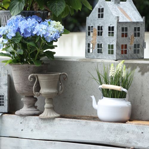 Product Decorative Teapot Metal White Planter Kettle Ø12cm H10cm