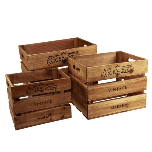 Floristik24 Vintage wooden box decorative flamed 38cm/32cm/26cm set of 3