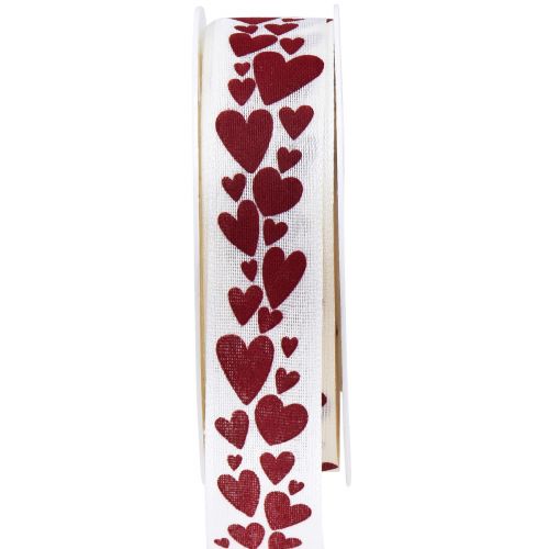 Gift ribbon decorative ribbon red hearts 25mm 18m
