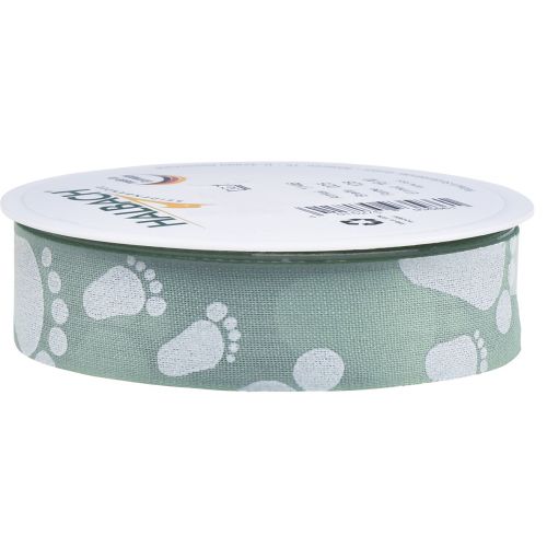Product Gift ribbon baby feet decoration baptism green 25mm 16m