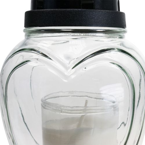 Floristik24 Grave light glass heart engraving grave lantern clear Ø11cm H26cm