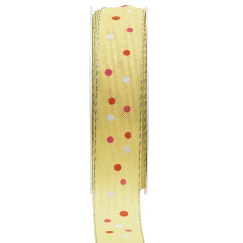 Gift ribbon with dots ribbon yellow 25mm 18m