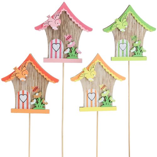 Floristik24 Flower plug wooden decorative plug bird house 7.5x8cm 12 pieces