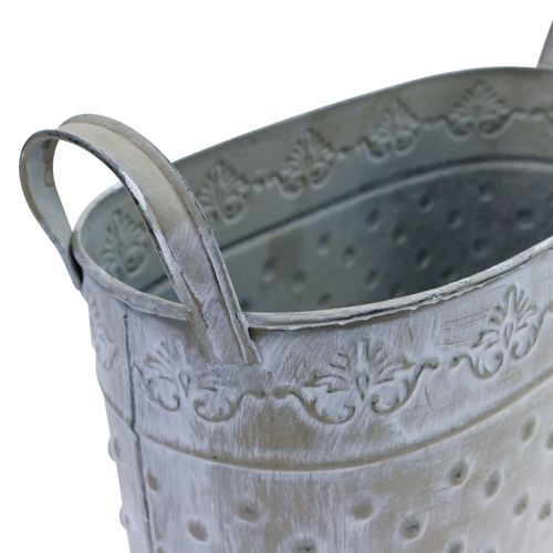 Product Flowerpot oval with handles Jardiniere metal 24/19/14cm set of 3