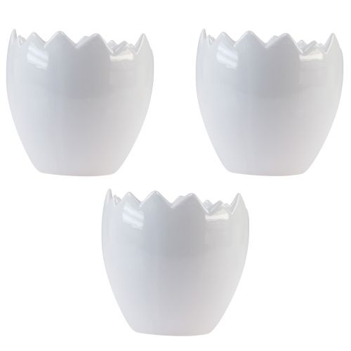 Floristik24 Flowerpot Ceramic Egg White Planter Ø11.5cm H11.5cm 3 pcs