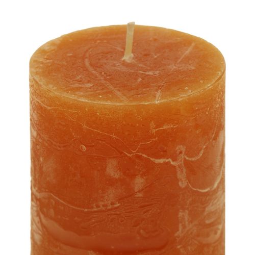 Product Pillar Candles Dark Orange Solid Coloured Sunset 50x100mm 4 pcs