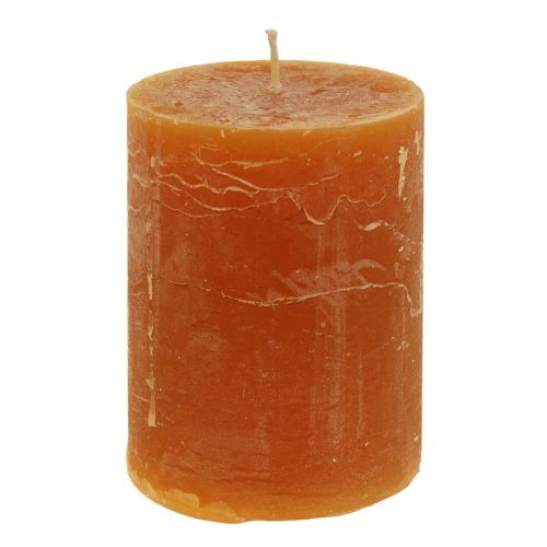 Pillar Candles Dark Orange Solid Colored Sunset 60x80mm 4 Pcs