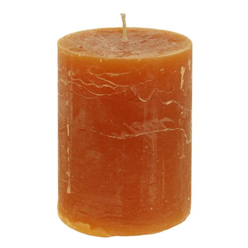 Pillar candles dark orange through-colored Sunset 60x80mm 4pcs