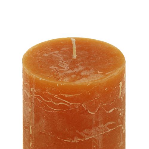 Product Pillar Candles Dark Orange Solid Colored Sunset 60x80mm 4 Pcs