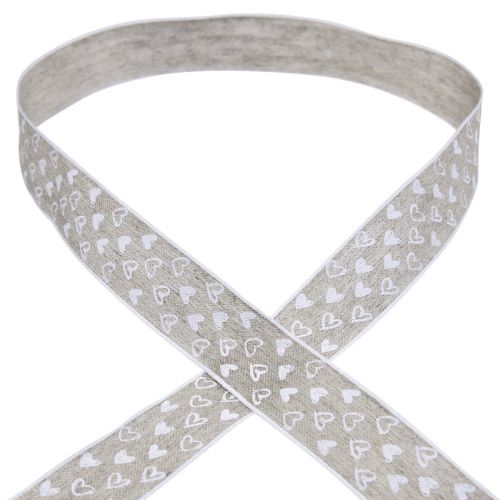 Product Gift ribbon hearts decorative ribbon beige 25mm 15m