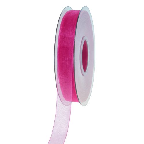 Floristik24 Organza ribbon gift ribbon pink ribbon selvedge 15mm 50m