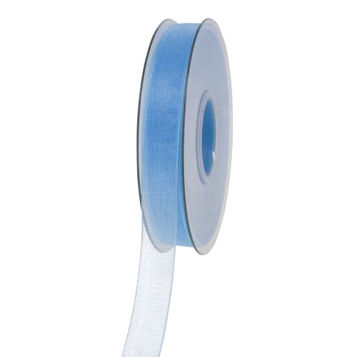Floristik24 Organza ribbon gift ribbon light blue ribbon blue selvedge 15mm 50m